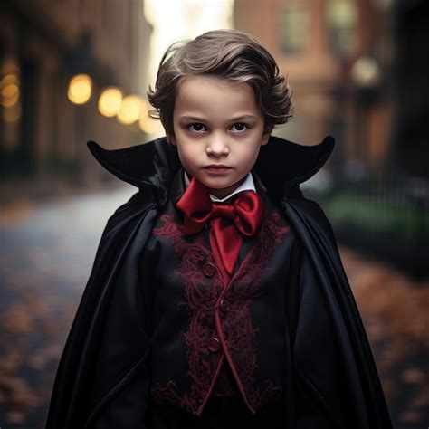 Premium AI Image | Fangs and Fun New York's Happy Halloween Vampire Child