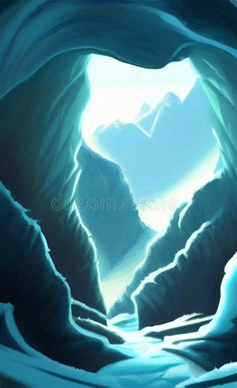 Ice Cave Entrance - Fantasy Landscape Stock Illustration - Illustration ...