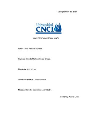 Act 1 Derecho Economico UNIVERSIDAD VIRTUAL CNCI ACTIVIDAD 1 M9