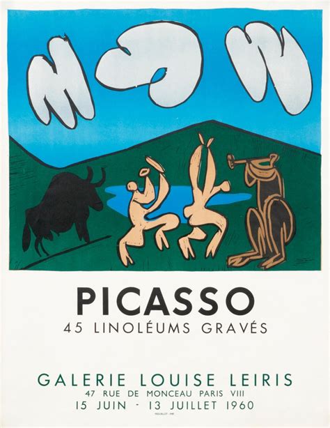 Picasso Linocuts Exhibition Original Poster Galerie Louise Leiris