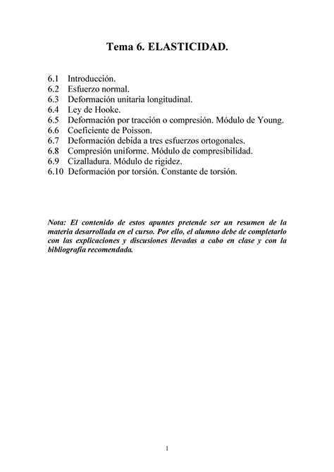 Elasticidad apuntes Tema 6 ELASTICIDAD 6 Introducción 6 Esfuerzo