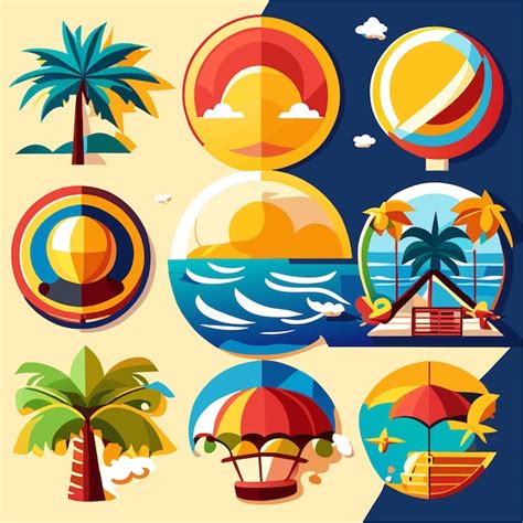 Premium Vector Sticker Set Summer Beach Vector