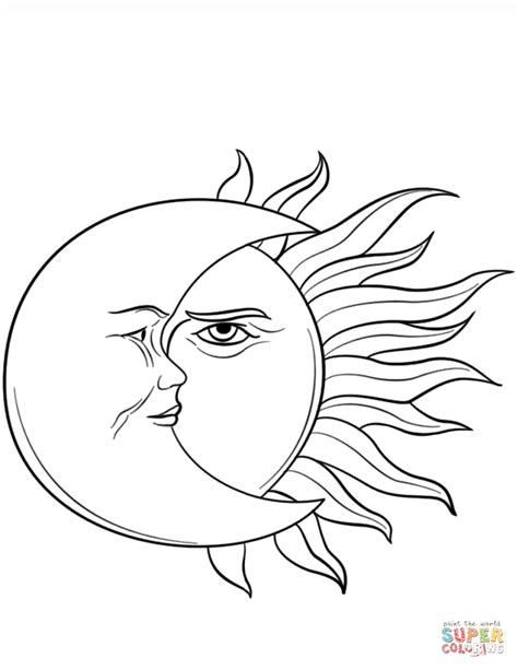 Sun And Moon Coloring Page Free Printable Coloring Pages