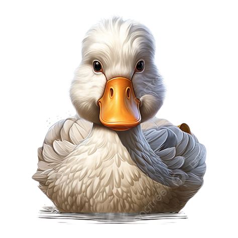 Encantador Personaje De Pato Realista Sobre Fondo Blanco PNG Dibujos