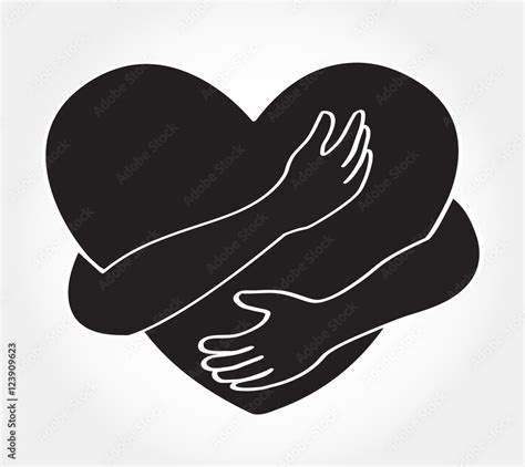 hugging heart vector , Hug yourself , Love yourself Stock Vector ...