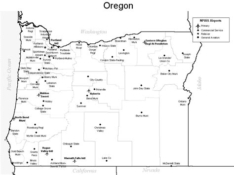 Oregon Airport Map - Oregon • mappery