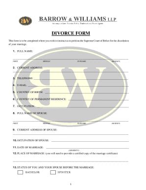 Fillable Online Instruction Sheet For Divorce Docx Fax Email Print