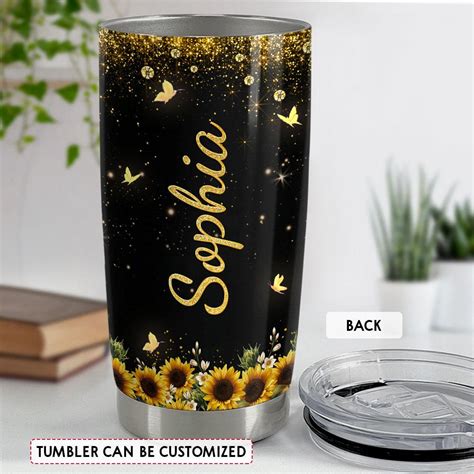 Personalized Initial Tumbler With Monogrammed Letter Sunflower Sandjest