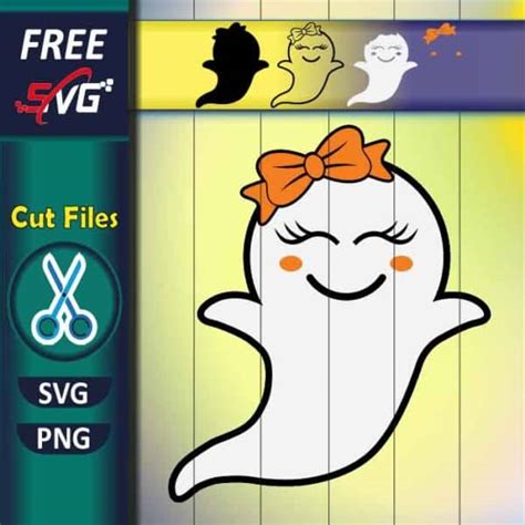 Ghost With Bow Svg Free Cute Ghost Svg Halloween Svg Free