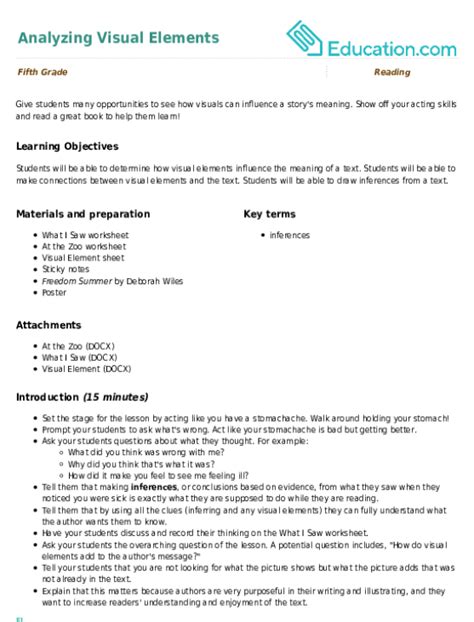 Analyzing Visual Elements Lesson Plan