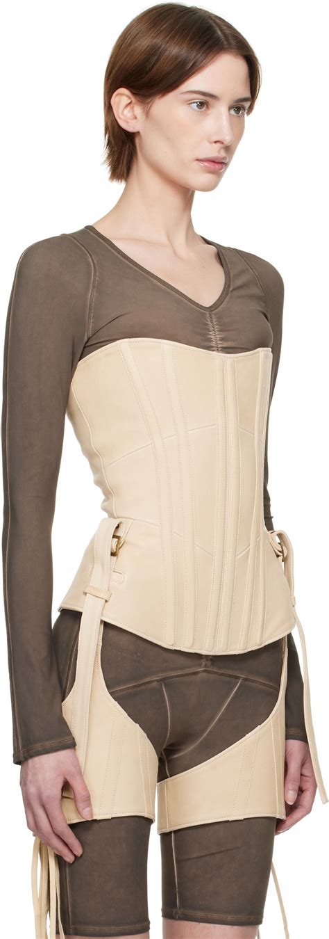 KNWLS Beige Veil Leather Corset KNWLS