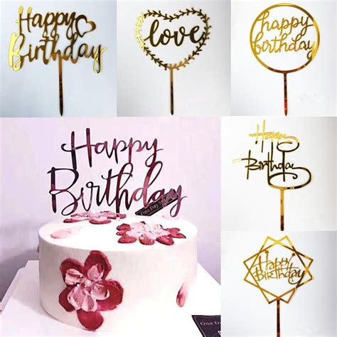 Happy Birthday Cake Topper Acrylic Letter Cake Topper Party Supplies ...