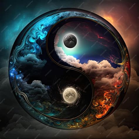 Premium Photo Yin Yang Harmony Symbol Made Of Natural Elements Fire