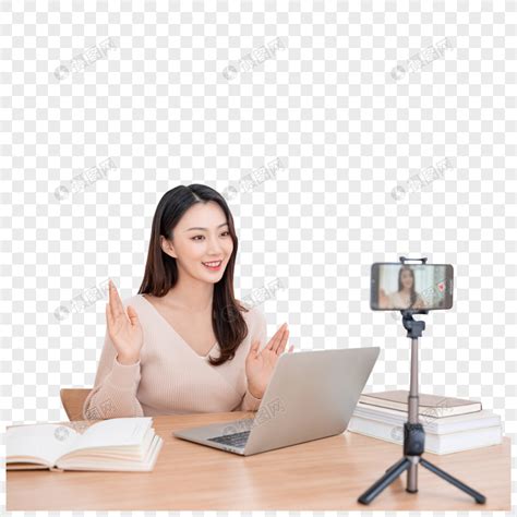 美女网红主播居家手机直播元素素材下载 正版素材401899911 摄图网