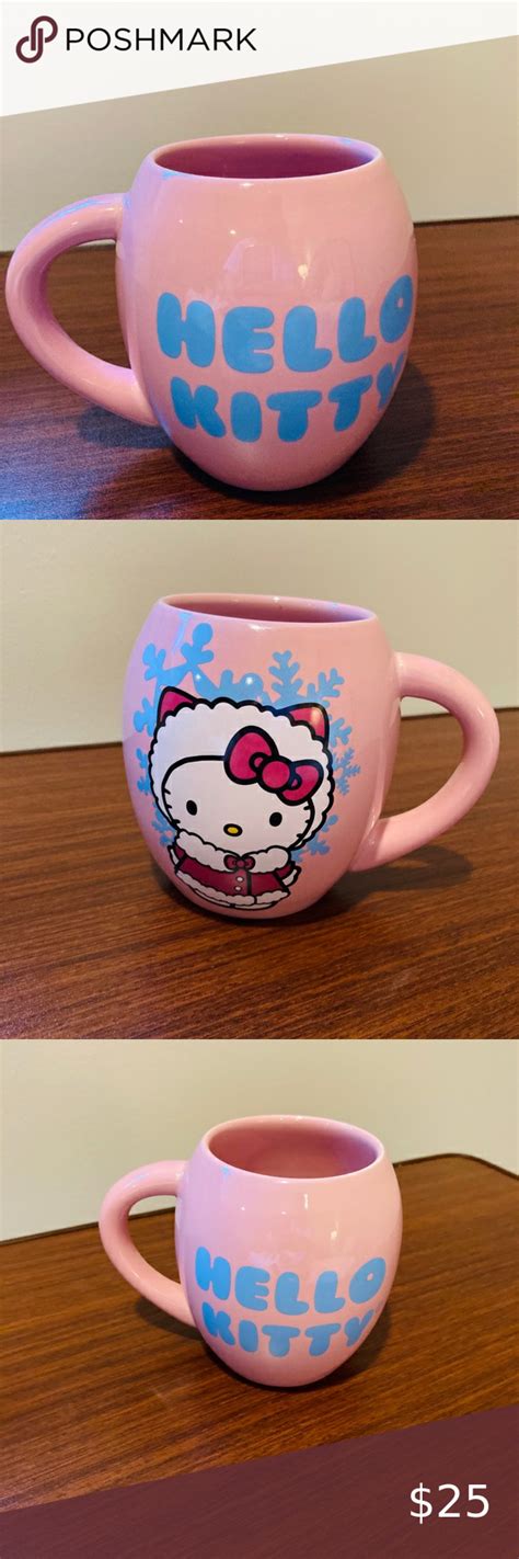 Hello Kitty Pink Oval Snowflake Mug Pink Hello Kitty Mug 18oz Hello Kitty Dining Mugs Hello