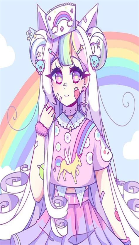 Rainbow Kawaii Pastel Anime Girl