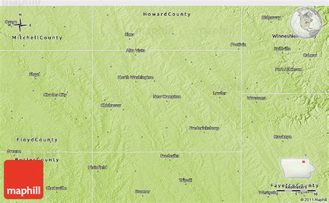 Physical 3D Map of Chickasaw County