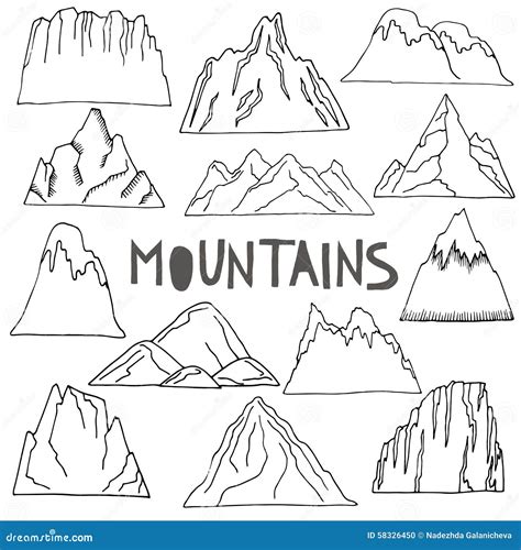 Hand Drawn Mountains Set Stock Vector Image 58326450