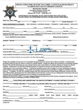 FREE Form Application For License To Carry A Concealed Handgun FREE