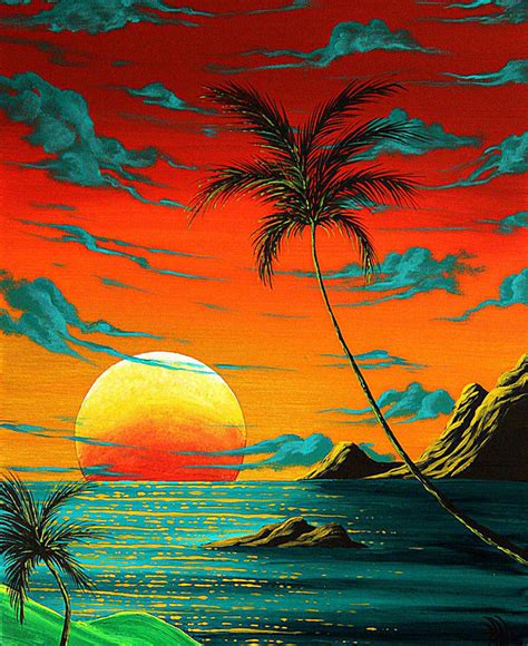 Tropical Sunset Painting at PaintingValley.com | Explore collection of ...