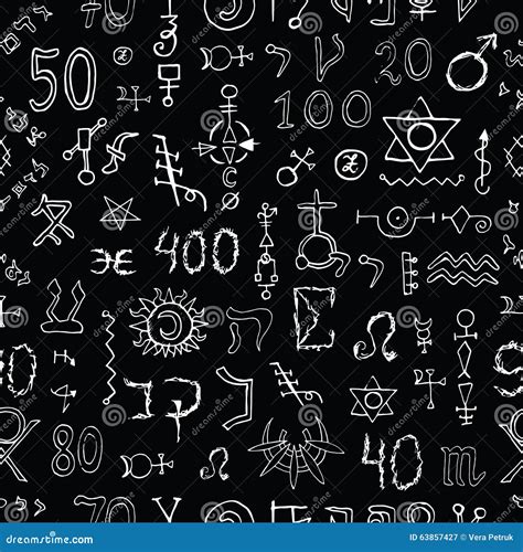 Seamless Background with Mystic Symbols on Black Stock Vector ...