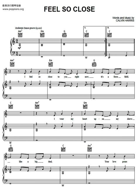 Calvin Harris Feel So Close Sheet Music Pdf Free Score Download ★