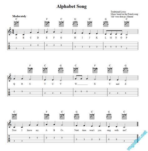 Sheet: Notes & chords - Alphabet Song - Sheet nhạc | Nốt nhạc | Hợp âm ...