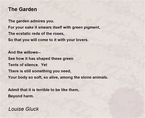 The Garden The Garden Poem By Louise Gluck