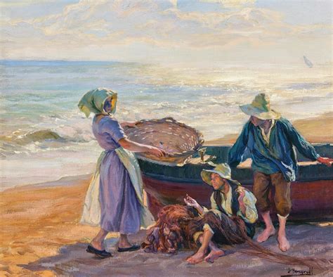 Mending the Nets by José Mongrell Artvee