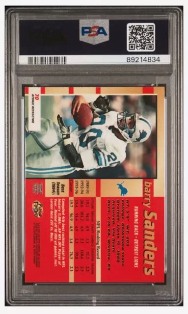 1997 RÉFRACTEUR ATOMIQUE Bowmans Best Barry Sanders PSA 9 70 SSP HOF