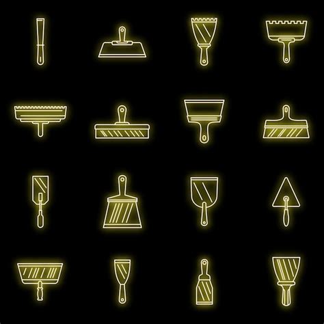 Premium Vector Construction Putty Knife Icons Set Vector Neon