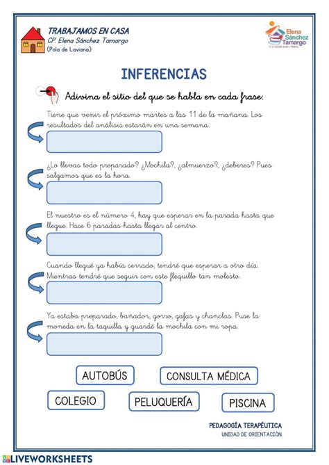 Ejercicio Interactivo De Inferencias Para Primaria Puedes Hacer Los