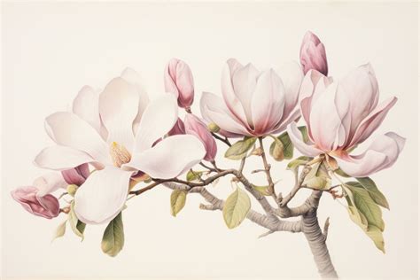 Painting magnolia blossom drawing flower. | Free Photo Illustration ...