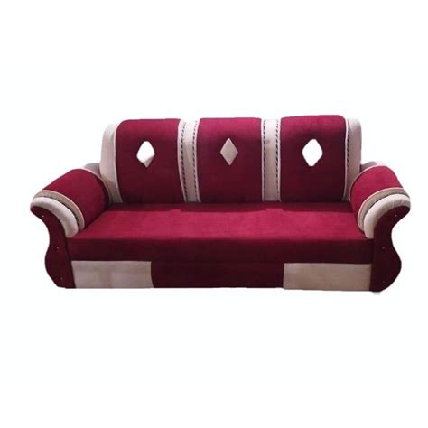 Velvet Maroon And Cream 3 Seater Teak Wood Sofa At Rs 8500 Piece In