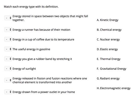 Solved Match Each Energy Type With Its Definition Energy Chegg