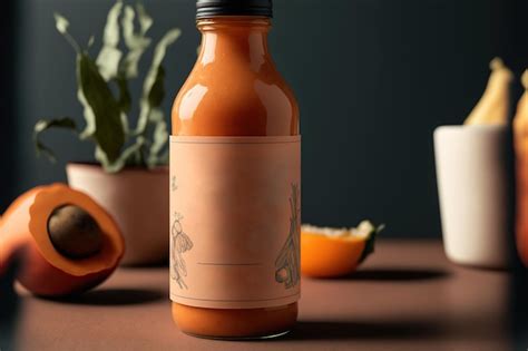 Premium Photo Hot Sauce Label Bottle On Table Generative Ai Illustration