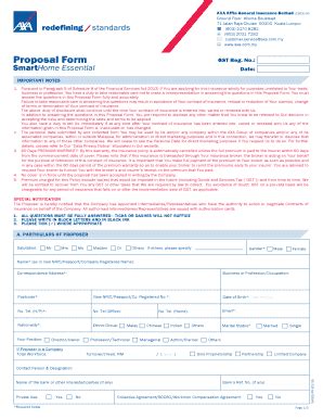 Fillable Online Proposal Form SmartHome Essential V2 AXA Malaysia