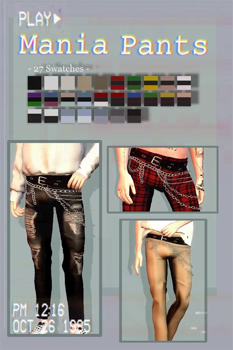 EvellSims Mania Pants 27 Swatches New Mesh All Lods