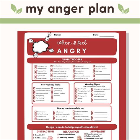 Anger Management Plan Mental Health Printable Template Anger Issues For