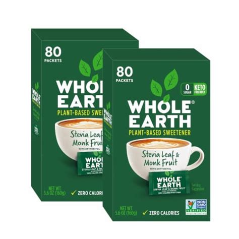 Whole Earth Stevia Leaf Monk Fruit Sweetener 80 Packets 2 Pack 2