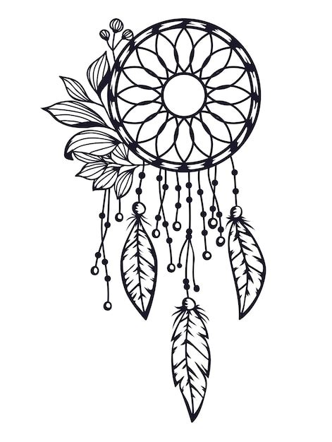 Premium Vector | Native american dreamcatcher tattoo design