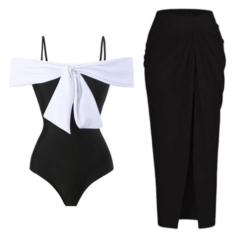 Maillot de Bain femme Bohème bikini Nouvelle Mode grande taille Elegant Y Noir Blanc