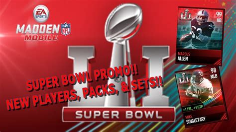 SUPER BOWL PROMO NEW PLAYERS PACKS SETS MADDEN MOBILE 17 YouTube