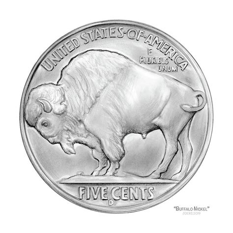 Buffalo Nickel Drawing by Greg Joens