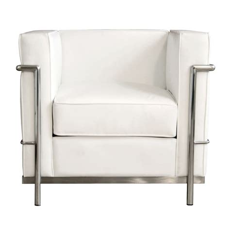 Baxton Studio Le Corbusier Petite Modern White Leather Club Chair at Lowes.com