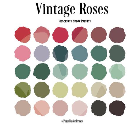 Vintage Roses Procreate Color Palette Colorful Palette Color Palette