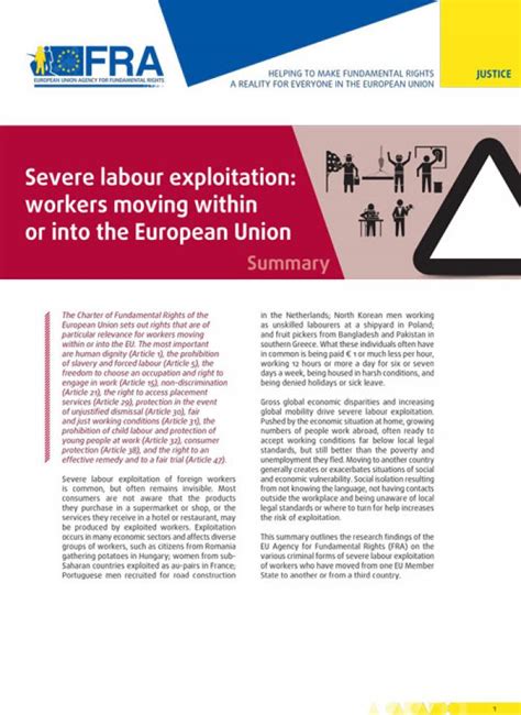 Severe Labour Exploitation Workers Moving Within Or Into The European