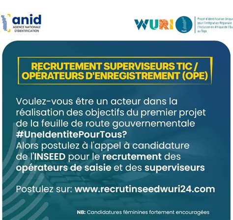 Recrutement des superviseurs et des OPE La date de clôture des