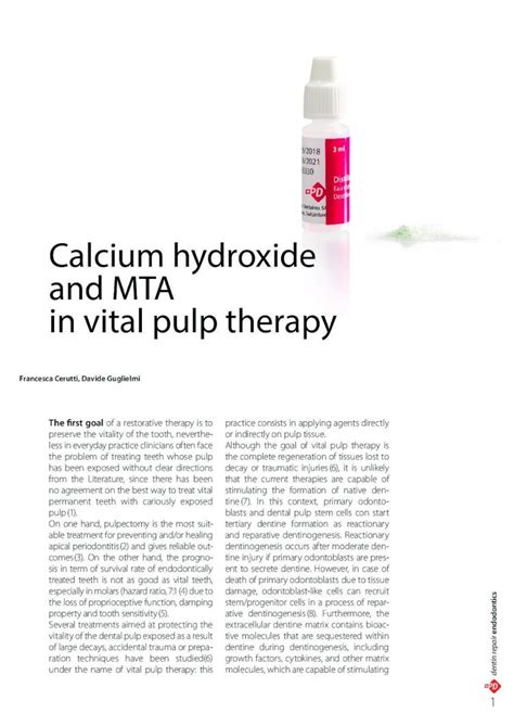 PDF Calcium Hydroxide And MTA In Vital Pulp Therapy 2021 2 1