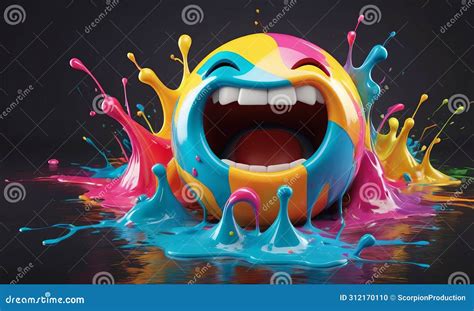 Laughing Emoji In Paint Eruption Stock Illustration Illustration Of